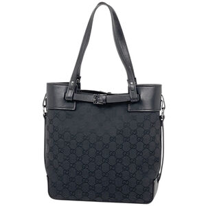 GUCCI Black Canvas Tote Bag